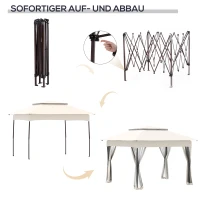 Outsunny Faltpavillon mit Seitenwänden Weiß 3,25 x 3,25 x 2,65 m(m-7)