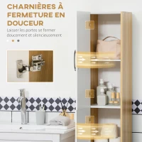 kleankin Lot de meuble à miroir et meuble colonne de salle de bain multi-rangement étagères réglables aspect chêne clair blanc(m-8)