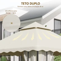 Outsunny Toldo de Substituição para Pérgola com Teto Duplo e 10 Orifícios de Drenagem 2,95x2,95 cm Creme(m-5)