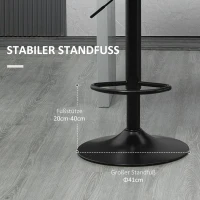 HOMCOM Barhocker 2er-Set Retro-Design höhenverstellbar Kunstleder Leinenoptik Grau + Schwarz(m-7)
