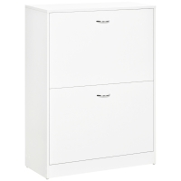 HOMCOM Sapateira de Madeira com 2 Compartimentos para Entrada Corredor Dormitório Sala de Estar 60x24x80 cm Branco