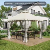 Outsunny Toldo de Substituição para Pérgola com Teto Duplo e 10 Orifícios de Drenagem 2,95x2,95 cm Creme(m-2)