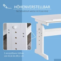 HOMCOM Studiertisch Schreibtisch Computer Stand Laptoptisch Höhenverstellbar 5-Stufig mit Schublade MDF Weiß 109 x 55 x 63,6-89,2 cm(m-5)