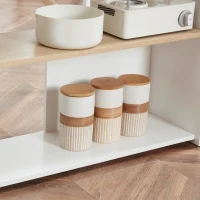 HOMCOM Kücheninsel, klappbare Arbeitsplatte, Messerhalter, 3 Regalfächer, Eichenoptik, 105 x 65 x 90 cm(m-9)