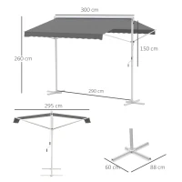 Outsunny copertina de soare reglabila, 300x295cm, gri(m-3)