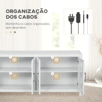 HOMCOM Móvel de TV para Televisores de até 58" com 4 Portas de Vidro Temperado e Prateleiras Ajustáveis 130x35x60 cm Branco(m-6)