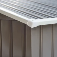 Outsunny 9 x 6FT Outdoor Garden Roofed Metal Storage Shed Tool Box with Foundation Ventilation & Doors Light, Grey(m-12)