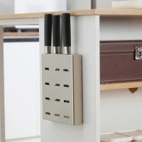 HOMCOM Kücheninsel, klappbare Arbeitsplatte, Messerhalter, 3 Regalfächer, Eichenoptik, 105 x 65 x 90 cm(m-8)