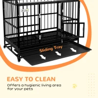 PawHut 48" Heavy Duty Dog Crate on Wheels, with Removable Tray, Openable Top, for L, XL Dogs - Black(m-7)
