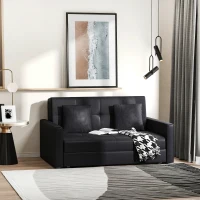 HOMCOM Sofá Cama de 2 Lugares Estofado em Algodão com 2 Almofadas Apoio para os Braços e Armazenamento 152x101x81cm Cinza Carvão(m-2)
