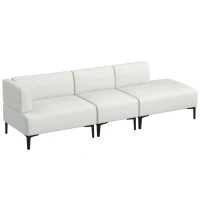 HOMCOM Divano Moderno Modulabile a 3 Sezioni in Tessuto con Gambe in Acciaio, 250x75x70cm, Crema(m-1)