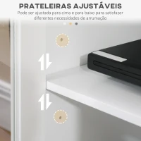HOMCOM Móvel de TV para Televisores de até 58" com 4 Portas de Vidro Temperado e Prateleiras Ajustáveis 130x35x60 cm Branco(m-5)