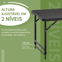 Outsunny Mesa de Jardim Dobrável com Altura Ajustável para 4 Pessoas para Pátio Varanda 118x60x56-74cm Cinza Escuro(m-5)