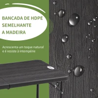 Outsunny Mesa de Jardim Dobrável com Altura Ajustável para 4 Pessoas para Pátio Varanda 118x60x56-74cm Cinza Escuro(m-7)