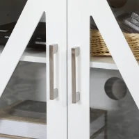 HOMCOM Móvel de TV para Televisores de até 58" com 4 Portas de Vidro Temperado e Prateleiras Ajustáveis 130x35x60 cm Branco(m-9)