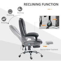 Vinsetto Heated 6 Points Vibration Massage Executive Office Chair Adjustable Swivel Ergonomic High Back Desk Chair Recliner with Footrest Dark Grey(m-6)