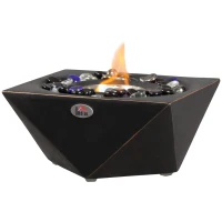 HOMCOM Portable Tabletop Fireplace, Concrete Bioethanol Fireplace with 0.4L Tank, Burns up with Liquid Alcohol and Solid Alcohol, Black(m-11)