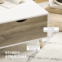 HOMCOM Coffee Table, Modern Tea Table with Open Storage Shelves, Two Drawers and Solid Wood Legs, Coffee Tables for Living Room, Bed Room, White(m-6)