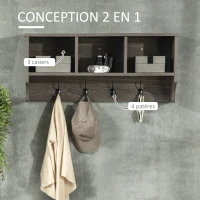 HOMCOM Ensemble de Meuble de rangement, Banc à Chaussures et Porte-manteau - Multi-rangement - Coussin rembourrée - Gris(m-6)