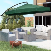 Outsunny Ombrellone 3x3 m da Giardino a 8 Stecche Girevole con Tettuccio e Rete Protettiva, Verde e Nero(m-2)