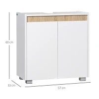 kleankin Modern Bathroom Sink Cabinet, Floor Standing Under Sink Cabinet, Freestanding Storage Cupboard with Double Doors, White(m-3)