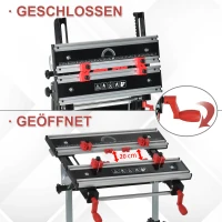 HOMCOM Foldable Work Bench Tool Stand with Adjustable Height and Clamps, Carpenter Saw Table, Heavy Duty Steel Frame, 100kg Capacity(m-5)