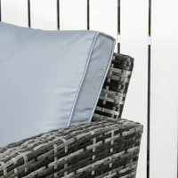 Outsunny 6 Pieces Rattan Garden Furniture Set, 7 Seater Wicker Outdoor Furniture Set with Storage Tea Table & Side Table, Sectional Garden Sofa Set with Cushions, Grey(m-9)