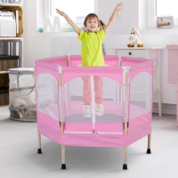 HOMCOM 4FT / 50 Inch Kids Trampoline with Enclosure Net Indoor Outdoor Rebounder for Child Toddler Age 3 - 12 Years Pink(m-10)