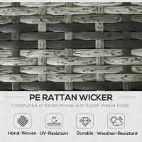 Outsunny 6 Pieces Rattan Garden Furniture Set, 7 Seater Wicker Outdoor Furniture Set with Storage Tea Table & Side Table, Sectional Garden Sofa Set with Cushions, Grey(m-4)