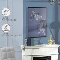 HOMCOM Canvas Wall Art Gold Textured Horse, Wall Pictures for Living Room Bedroom Decor, 93 x 63 cm(m-4)