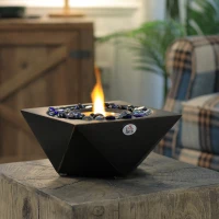 HOMCOM Portable Tabletop Fireplace, Concrete Bioethanol Fireplace with 0.4L Tank, Burns up with Liquid Alcohol and Solid Alcohol, Black(m-10)