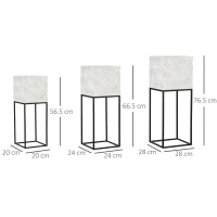 Outsunny Metal Plant Stands Set of 3 with Legs, Decorative Square Planters with Stands, Flower Pot Holders for Living Room, Bedroom(m-3)