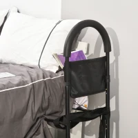 HOMCOM Steel Bed Assistance Rail 7-Height Adjustable w/ Storage Bag Foam Handle Safety Support Home(m-9)