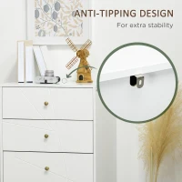 HOMCOM Tall Chest of Drawers, 4-Drawer Dresser for Bedroom, Modern Storage Cabinets with Hairpin Legs, White(m-6)