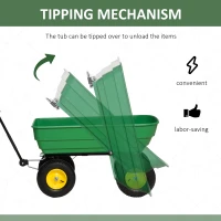 Outsunny 125 Litre Large Garden Cart, Tipping Wheelbarrows Heavy Duty Garden Dump Trolley 200kg Capacity for Festivals, Tools, Plants, Logs - Green(m-4)