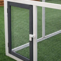 PawHut Chicken Coop with Run Wooden Hen House Pet Poultry Coops Cages Small Animal Outdoor Pen with Nesting Box 166 x 124 x 112cm(m-9)