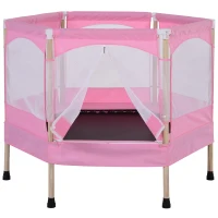 HOMCOM 4FT / 50 Inch Kids Trampoline with Enclosure Net Indoor Outdoor Rebounder for Child Toddler Age 3 - 12 Years Pink(m-8)