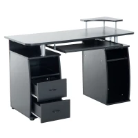 HOMCOM Wooden Office Computer PC Table Desk Desktop Home Furniture Workstation w/ Drawers Shelves Keyboard Shelf (Black)(m-5)