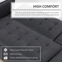 HOMCOM Three-Seater Sofa Bed, with Cupholders - Grey(m-7)