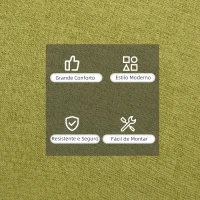 HOMCOM Cadeira de Sala de Jantar Estofada em Linho Sintético com Apoio para os Braços e Pés de Madeira 57x56x72cm Verde(m-6)