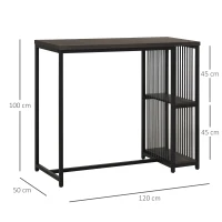 HOMCOM Industrial Bar Table with 2-Tier Storage Shelf, Pub Desk with Adjustable Foot Pad for Living Room, Kitchen, Bedroom, Cafe, Restaurant(m-3)