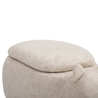 HOMCOM Rhino Storage Stool Cute Decoration Footrest Wood Frame Legs w/ Padding Lid Ottoman Animal Furniture Cream 36x70cm(m-9)