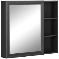 kleankin Bathroom Mirror Cabinet with Shelves, Wall Mounted Bathroom Cabinet with Aluminium Frame and Single Mirrored Door, 80cm x 12.5cm x 70cm, Grey(m-1)
