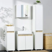 kleankin Modern Bathroom Sink Cabinet, Floor Standing Under Sink Cabinet, Freestanding Storage Cupboard with Double Doors, White(m-7)