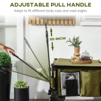 Outsunny Folding Garden Trolley, Cargo Trailer on Wheels, Collapsible Camping Trolley with Folding Board, Outdoor Utility Wagon with Steel Frame and Oxford Fabric, Green(m-4)