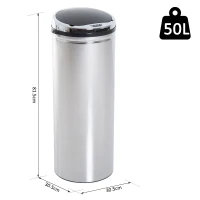 HOMCOM 50L LUXURY Automatic Sensor Dustbin Kitchen Waste Bin Rubbish Trashcan Auto Dustbin Stainless Steel with Bucket CHROME(m-3)
