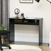 HOMCOM Modern Computer Desk, Home Office Table, Small Writing Desk with Storage Shelf, 90 x 50cm, Black Wood Grain(m-7)