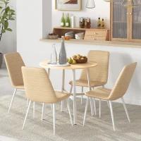 HOMCOM Mesa de Sala de Jantar Redonda para 4 Pessoas Mesa de Cozinha Moderna com Pés de Aço Ø80x76 cm Madeira e Branco(m-2)