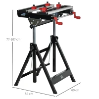 HOMCOM Foldable Work Bench Tool Stand with Adjustable Height and Clamps, Carpenter Saw Table, Heavy Duty Steel Frame, 100kg Capacity(m-3)