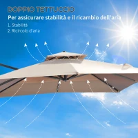 Outsunny Ombrellone 3x3 da Giardino, Girevole a 360° con Manovella e Inclinazione Regolabile, Cachi e Nero(m-6)